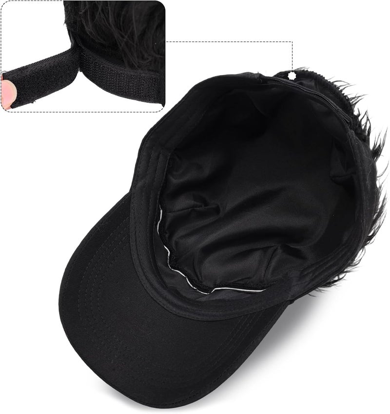 Regilt Men’s Visor Hat with Hair Funny Spiked Hair Wig Hat Novelty Adjustable Baseball Cap - Image 4